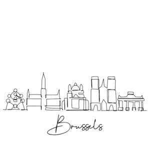 Cornhole sticker - skyline Brussels
