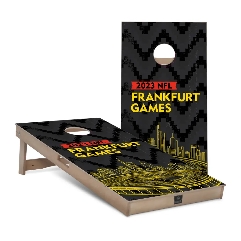 NFL - custom cornhole game set with company logo, ideal as a personalised business gift.