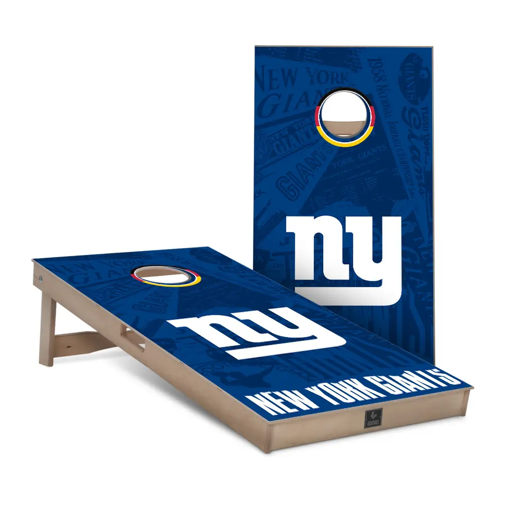New York Giants - custom cornhole game set with company logo, ideal as a personalised business gift.